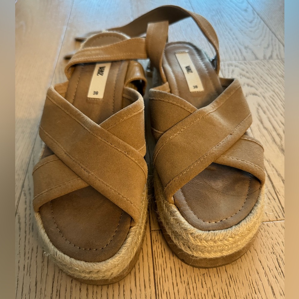 Zara Sandals Beige Tan 7.5
